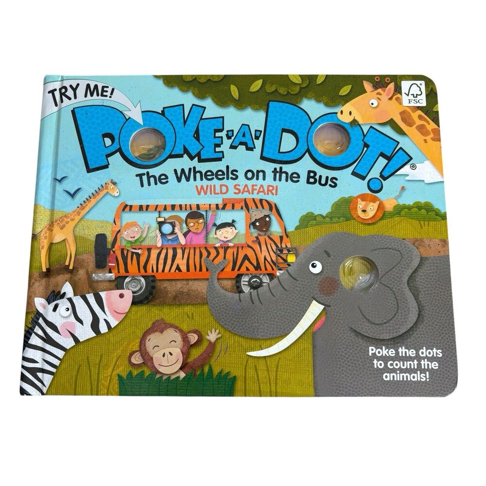Melissa & Doug Poke-A-Dot! The Wheels on the Bus Wild Safari Board Book